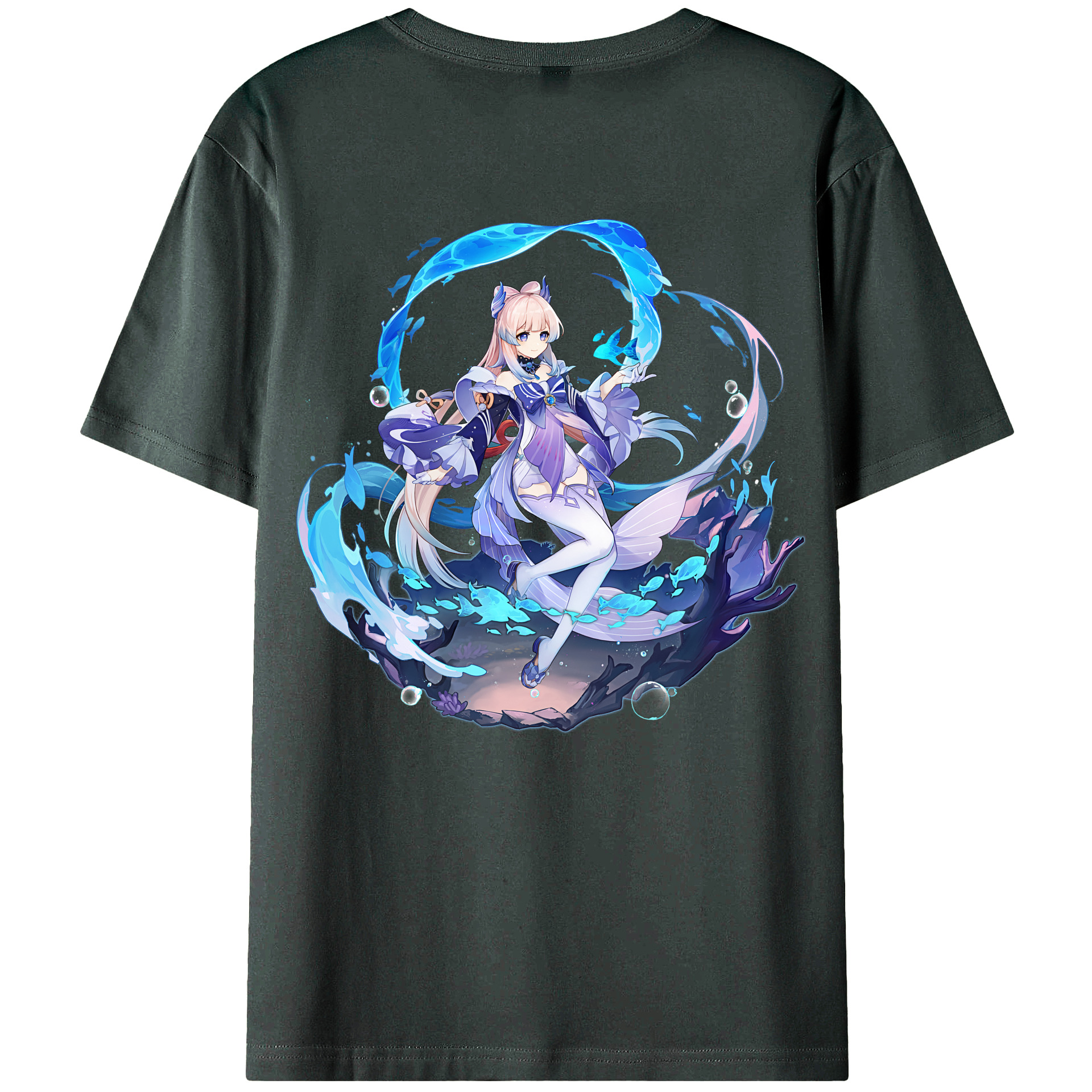 げんし神 珊瑚宮心海 サンゴノミヤ・ココミ genshin Sangonomiya Kokomi 綿100％ メンズ半袖Tシャツ（バックプリント） 通気性